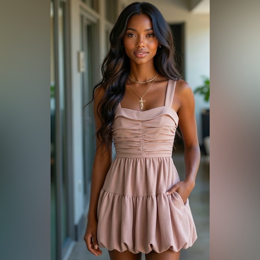 Zara Strapless Dress in Light Brown